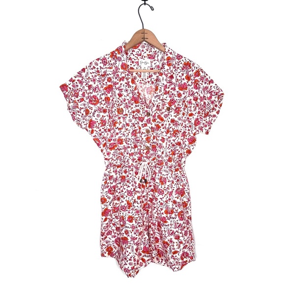Jessica Simpson | Floral Linen Blend Short Sleeve Romper Size Medium - Picture 1 of 7